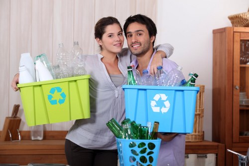 Staff sorting recyclables in a commercial materials recovery facility