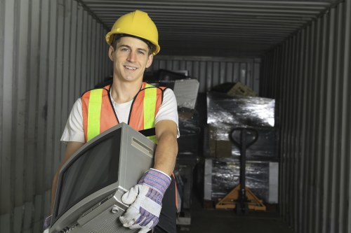 Professional team performing garage clearance
